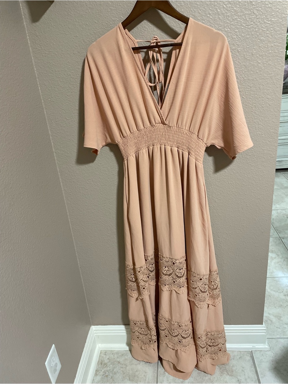 Baltic Born light peach Lace-Trim Maxi Dress